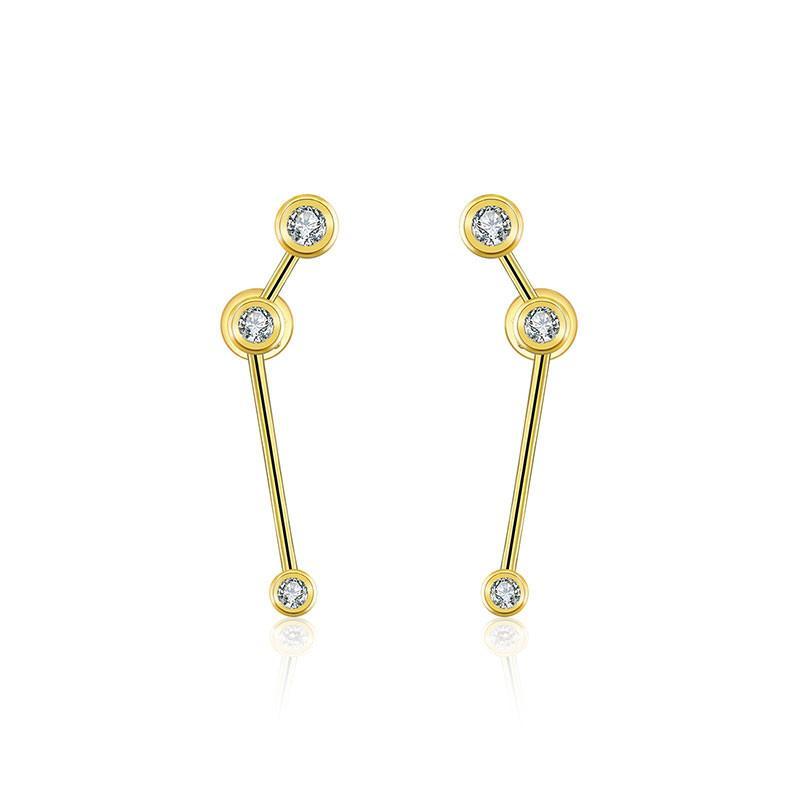 18K Gold Aries Constellation Diamond Earrings Yellow Gold Izakov Diamonds + Fine Jewelry