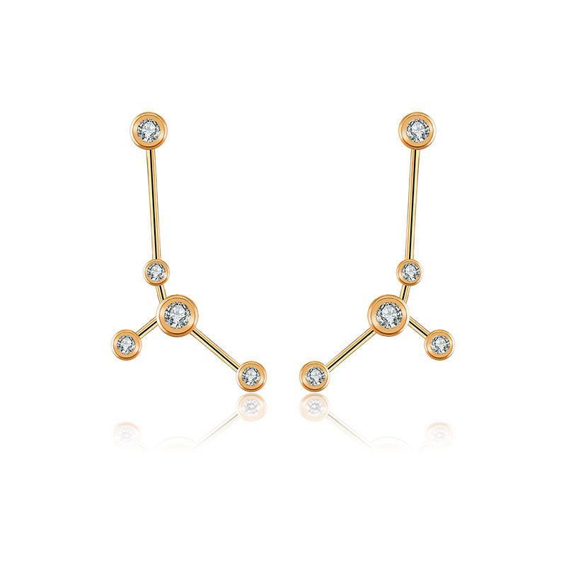 18K Gold Cancer Constellation Diamond Earrings Rose Gold Izakov Diamonds + Fine Jewelry