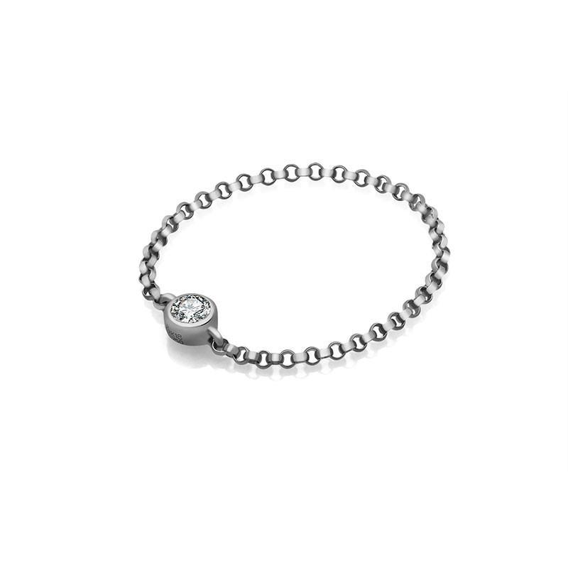 18K Gold Diamond Bezel Chain Ring (April Birthstone) Izakov Diamonds + Fine Jewelry