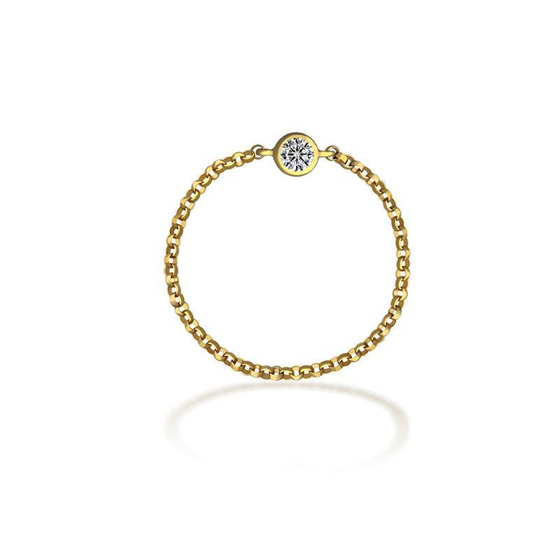 18K Gold Diamond Bezel Chain Ring (April Birthstone) - Rings - Izakov Diamonds + Fine Jewelry