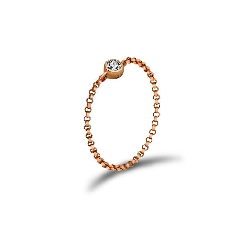 18K Gold Diamond Bezel Chain Ring (April Birthstone)