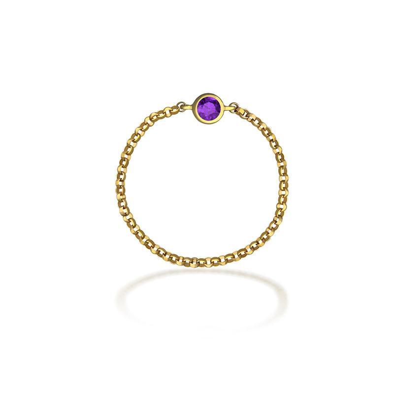 18K Gold February Birthstone Amethyst Chain Ring Izakov Diamonds + Fine Jewelry