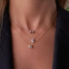 18K Gold Floating Asscher Cut Diamond Necklace - Necklaces - Izakov Diamonds + Fine Jewelry