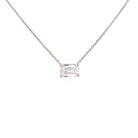 18K Gold Floating Emerald Cut Diamond Necklace White Gold Izakov Diamonds + Fine Jewelry