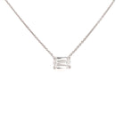 18K Gold Floating Emerald Cut Diamond Necklace White Gold Izakov Diamonds + Fine Jewelry
