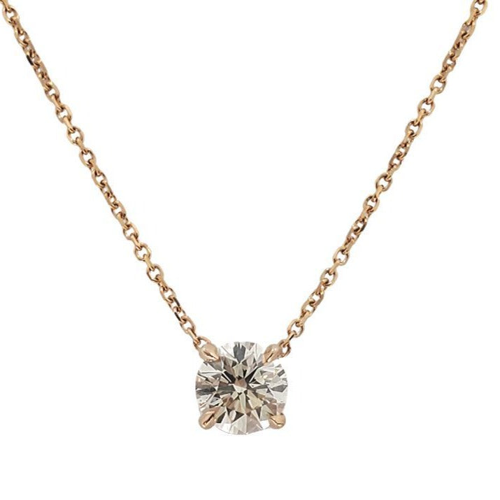 18K Gold Floating Round Brilliant Diamond Necklace Rose Gold Izakov Diamonds + Fine Jewelry