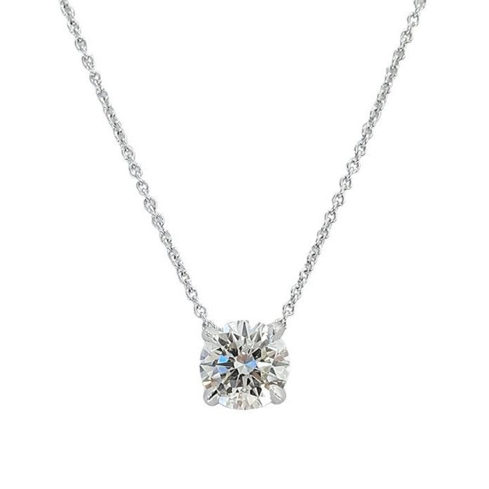 18K Gold Floating Round Brilliant Diamond Necklace White Gold Izakov Diamonds + Fine Jewelry