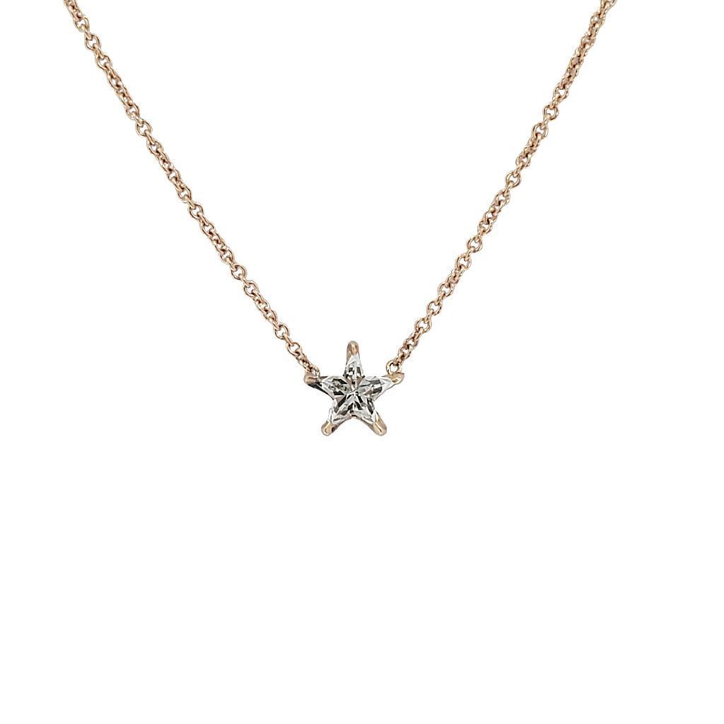 18K Gold Floating Solid Star Shaped Diamond Necklace - Necklaces - Izakov Diamonds + Fine Jewelry