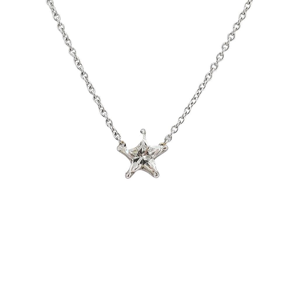 18K Gold Floating Solid Star Shaped Diamond Necklace White Gold Izakov Diamonds + Fine Jewelry