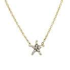 18K Gold Floating Solid Star Shaped Diamond Necklace Yellow Gold Izakov Diamonds + Fine Jewelry