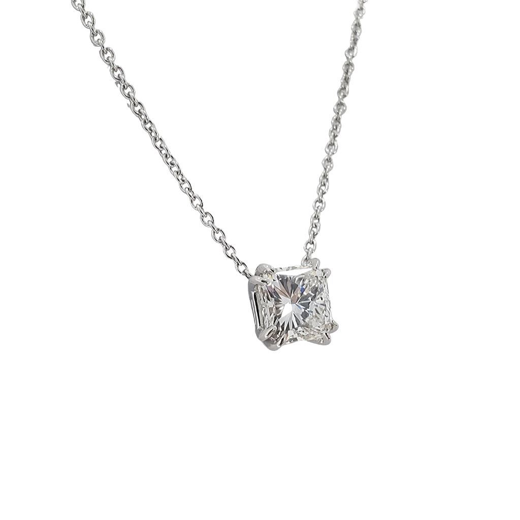18K Gold Floating Square Radiant Diamond Necklace - Necklaces - Izakov Diamonds + Fine Jewelry