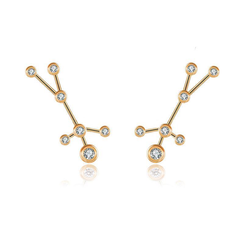 18K Gold Gemini Constellation Diamond Earrings Rose Gold Izakov Diamonds + Fine Jewelry