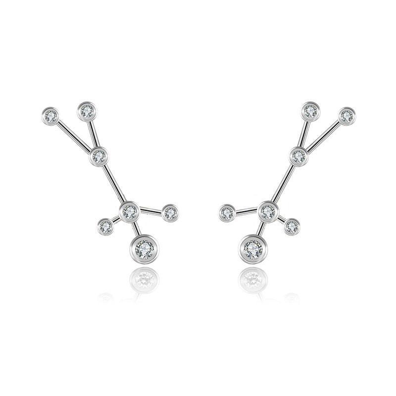 18K Gold Gemini Constellation Diamond Earrings White Gold Izakov Diamonds + Fine Jewelry