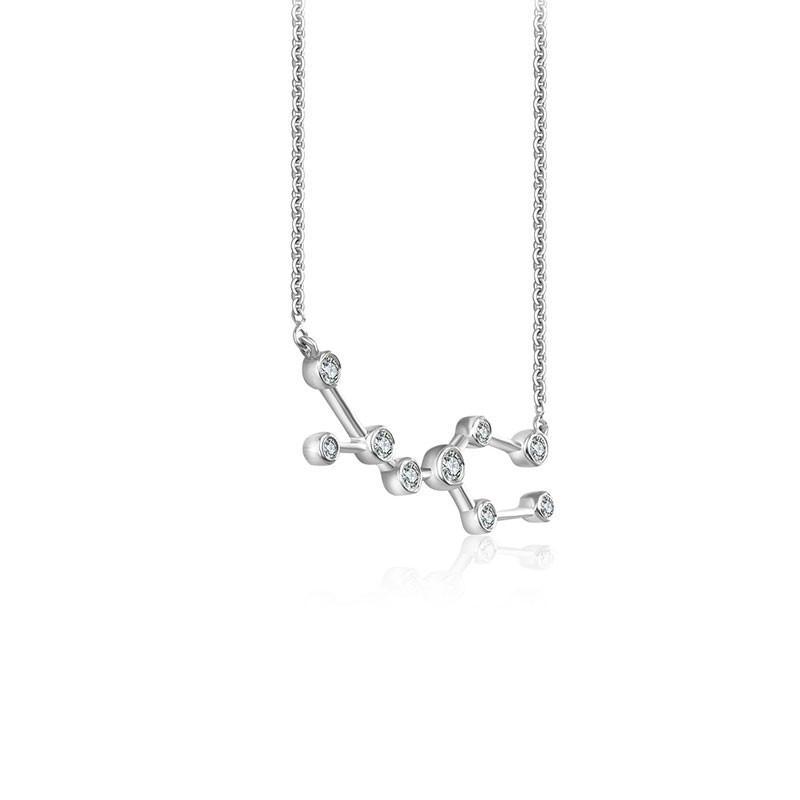 18K Gold Gemini Constellation Diamond Necklace White Gold Izakov Diamonds + Fine Jewelry