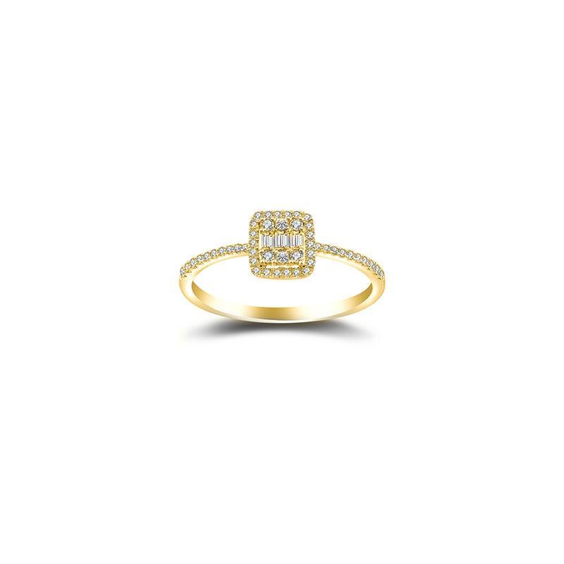 18K Gold Illusion Halo Diamond Pave Ring 2.5 (Suggested Midi/Pinky Ring Size) / Yellow Gold Izakov Diamonds + Fine Jewelry