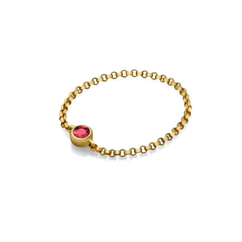 18K Gold July Birthstone Ruby Chain Ring Izakov Diamonds + Fine Jewelry