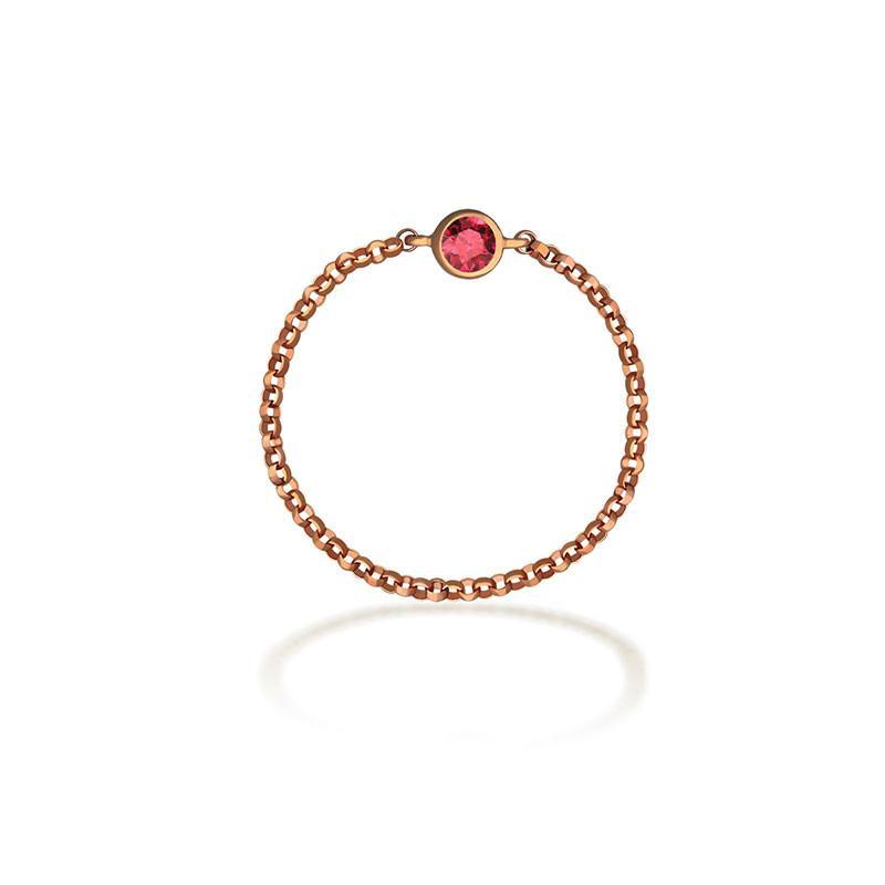 18K Gold July Birthstone Ruby Chain Ring - Rings - Izakov Diamonds + Fine Jewelry