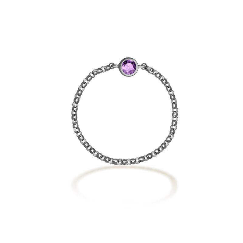 18K Gold June Birthstone Light Amethyst Chain Ring - Rings - Izakov Diamonds + Fine Jewelry