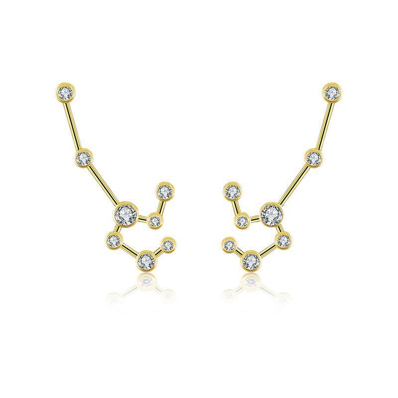 18K Gold Leo Constellation Diamond Earrings Yellow Gold Izakov Diamonds + Fine Jewelry