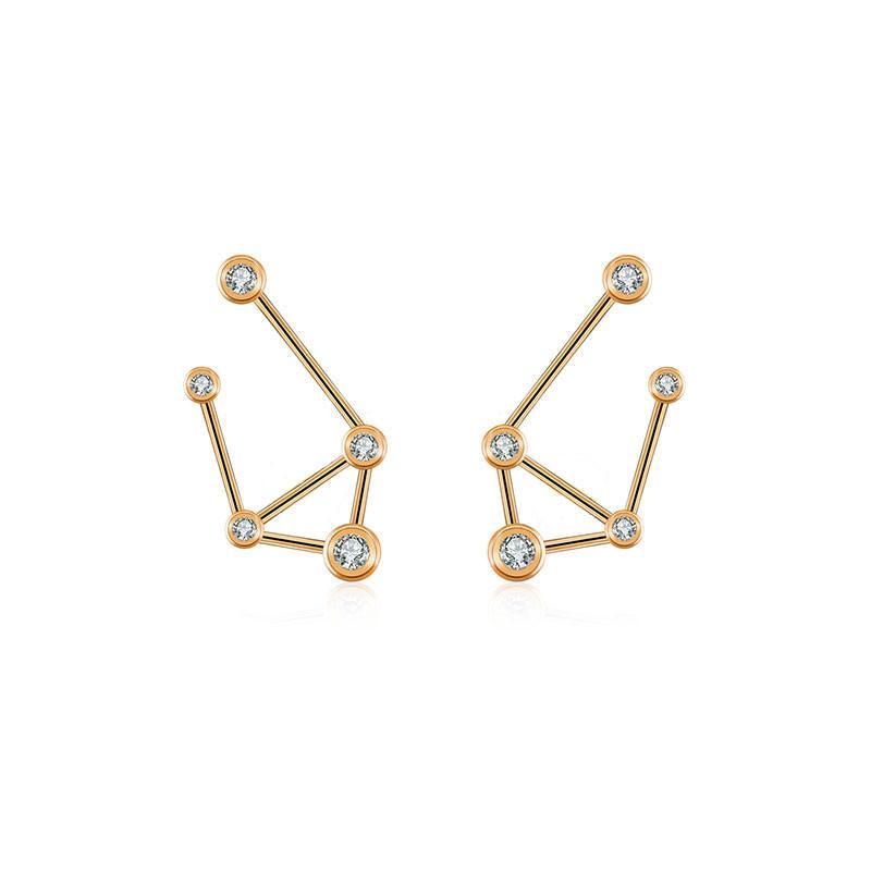 18K Gold Libra Constellation Diamond Earrings Rose Gold Izakov Diamonds + Fine Jewelry