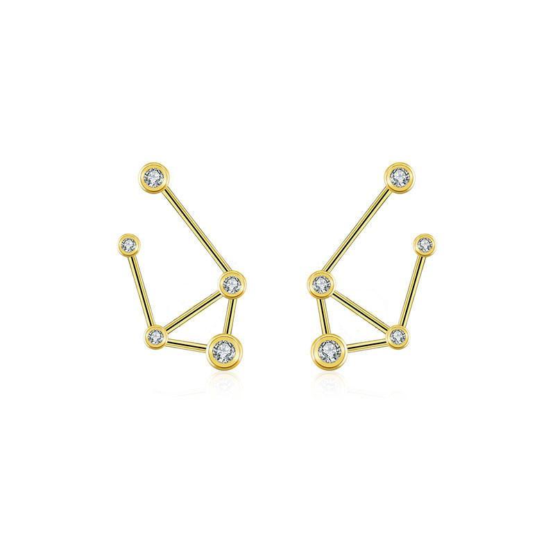 18K Gold Libra Constellation Diamond Earrings Yellow Gold Izakov Diamonds + Fine Jewelry