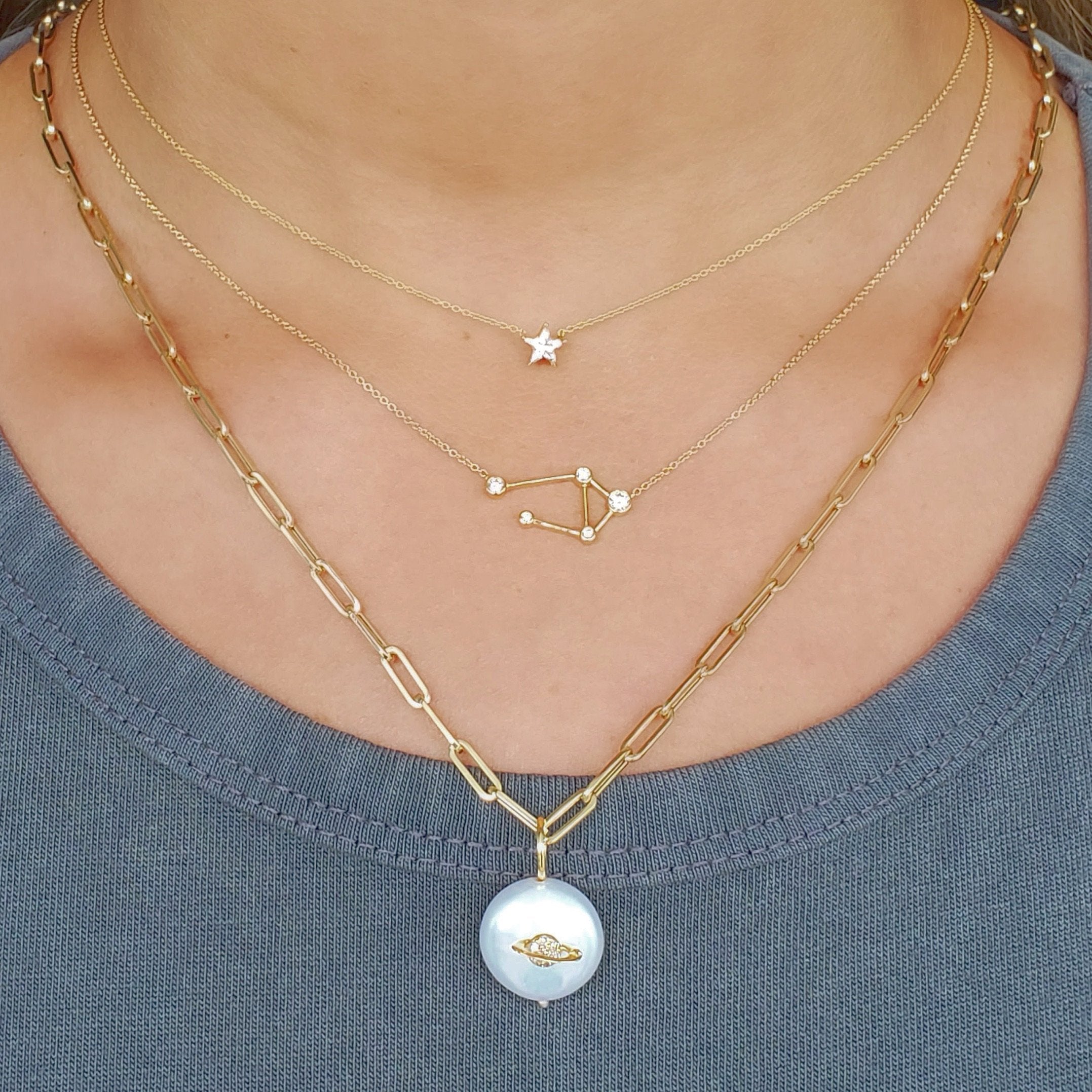 18K Gold Libra Constellation Diamond Necklace Izakov Diamonds + Fine Jewelry