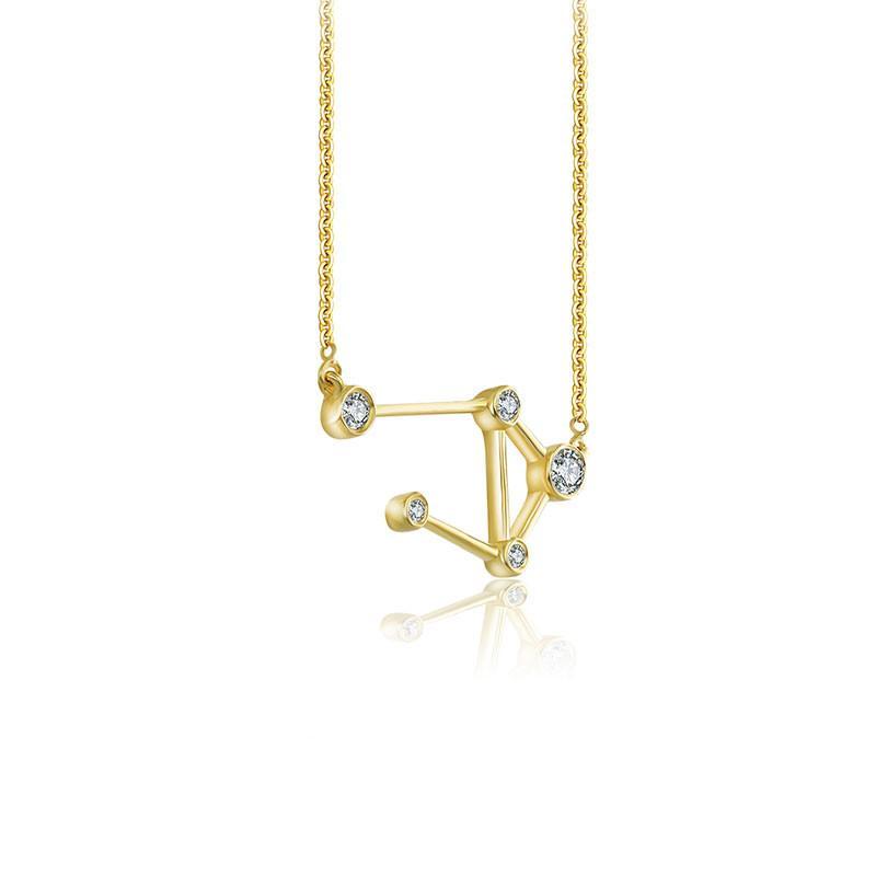 18K Gold Libra Constellation Diamond Necklace Yellow Gold Izakov Diamonds + Fine Jewelry