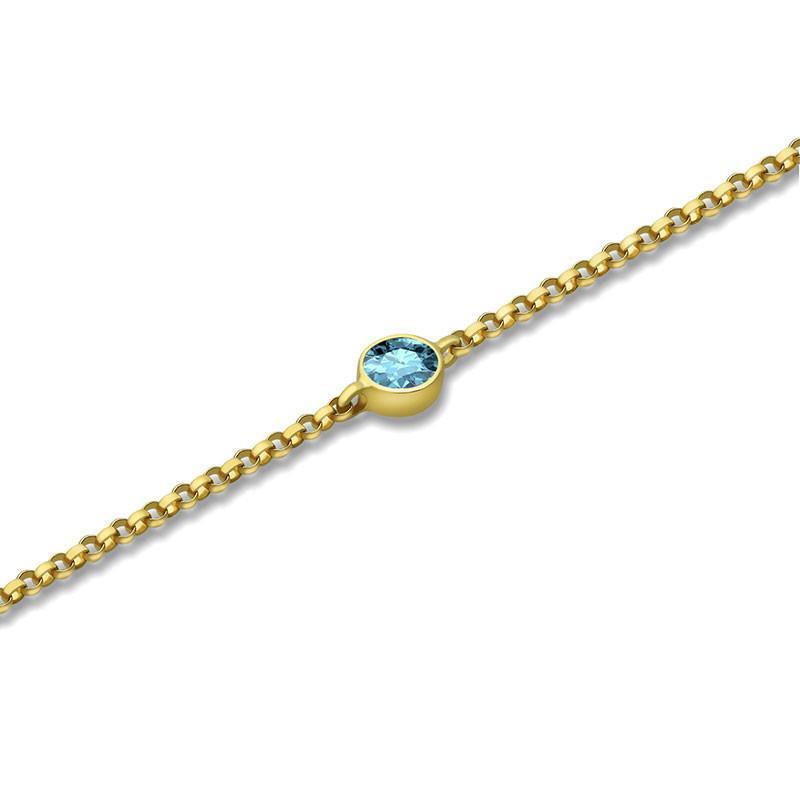 18K Gold March Birthstone Aquamarine Bezel Bracelet Izakov Diamonds + Fine Jewelry