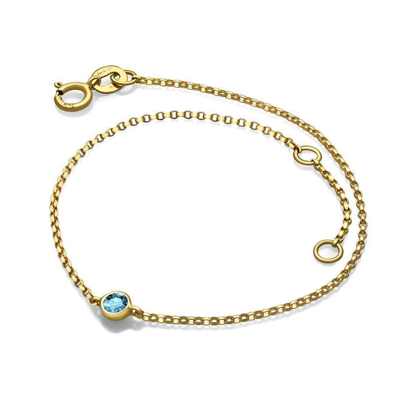 18K Gold March Birthstone Aquamarine Bezel Bracelet - Bracelets - Izakov Diamonds + Fine Jewelry