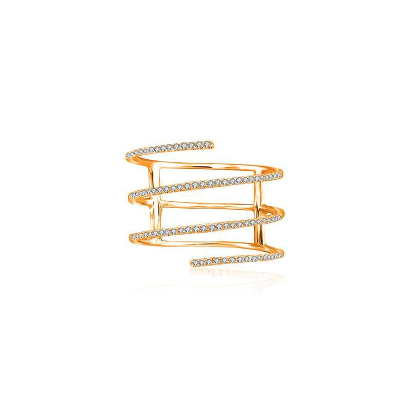 18K Gold Micro Pave Spiral Diamond Ring 2.5 (Suggested Midi/Pinky Ring Size) / Rose Gold Izakov Diamonds + Fine Jewelry