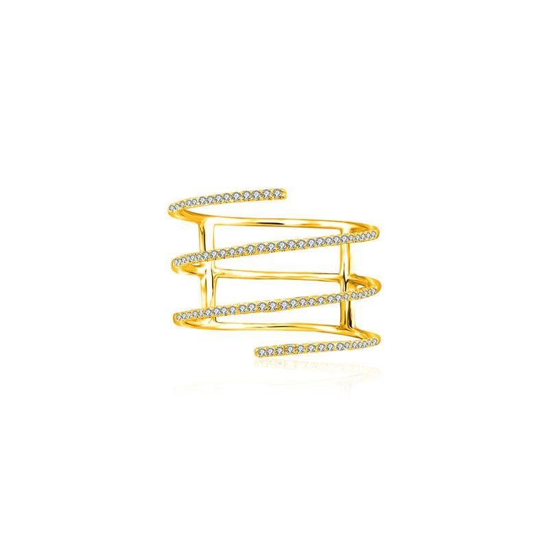 18K Gold Micro Pave Spiral Diamond Ring 2.5 (Suggested Midi/Pinky Ring Size) / Yellow Gold Izakov Diamonds + Fine Jewelry