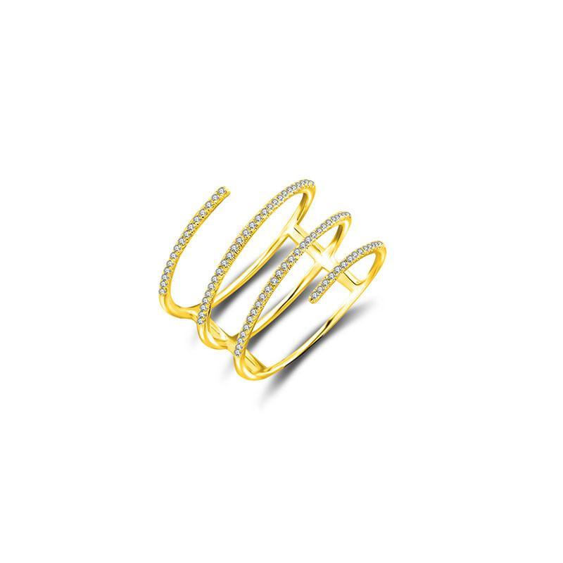 18K Gold Micro Pave Spiral Diamond Ring Izakov Diamonds + Fine Jewelry