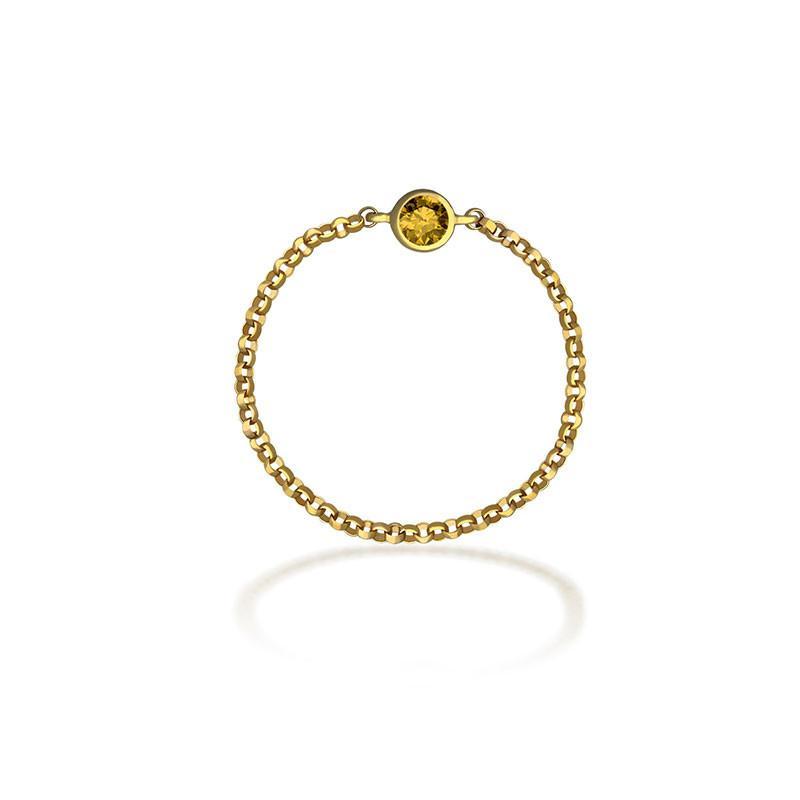 18K Gold November Birthstone Citrine Chain Ring Izakov Diamonds + Fine Jewelry
