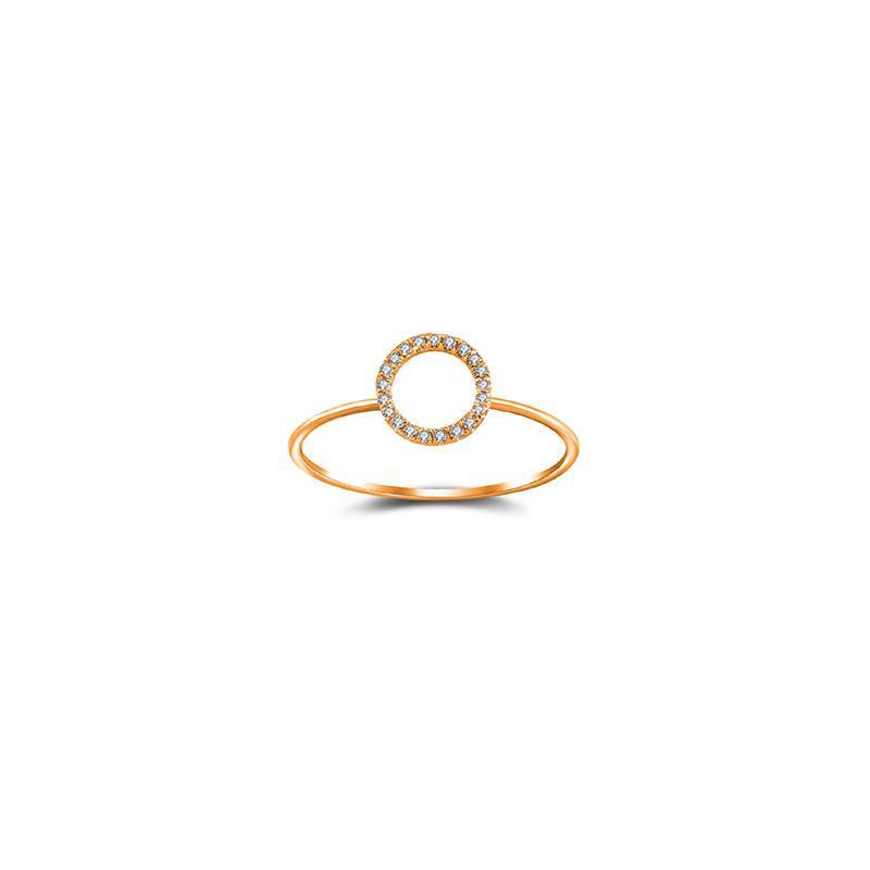 18K Gold Open Circle Pave Diamond  Ring 2.5 (Suggested Midi/Pinky Ring Size) / Rose Gold Izakov Diamonds + Fine Jewelry