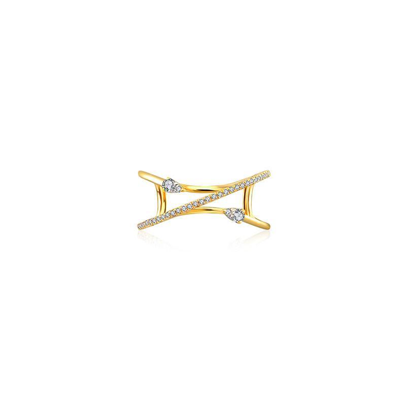 18K Gold Pave Diamond Arrow Wrap Ring 2.5 (Suggested Midi/Pinky Ring Size) / Yellow Gold Izakov Diamonds + Fine Jewelry
