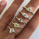 18K Gold Pear Shape Diamond Bezel Ring - Rings - Izakov Diamonds + Fine Jewelry