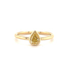 18K Gold Pear Shape Fancy Yellow Diamond Bezel Ring Yellow Gold Izakov Diamonds + Fine Jewelry