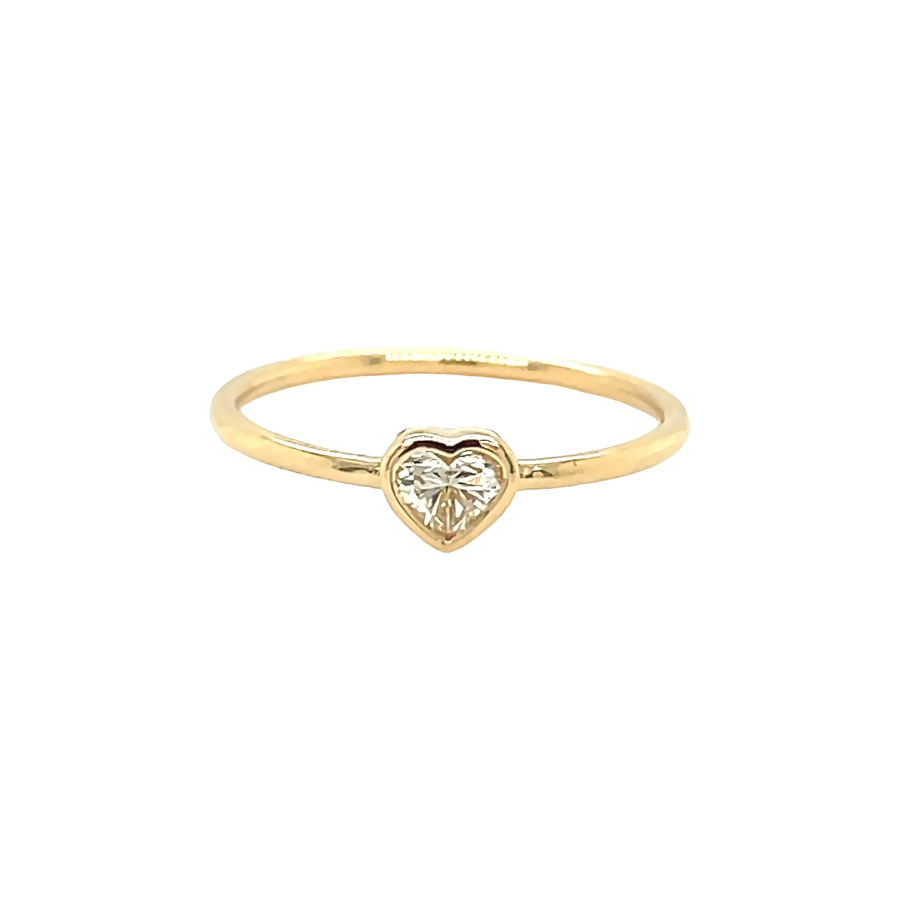 18K Gold Petite Heart Shaped Diamond Bezel Ring 0.21 / Yellow Gold Izakov Diamonds + Fine Jewelry