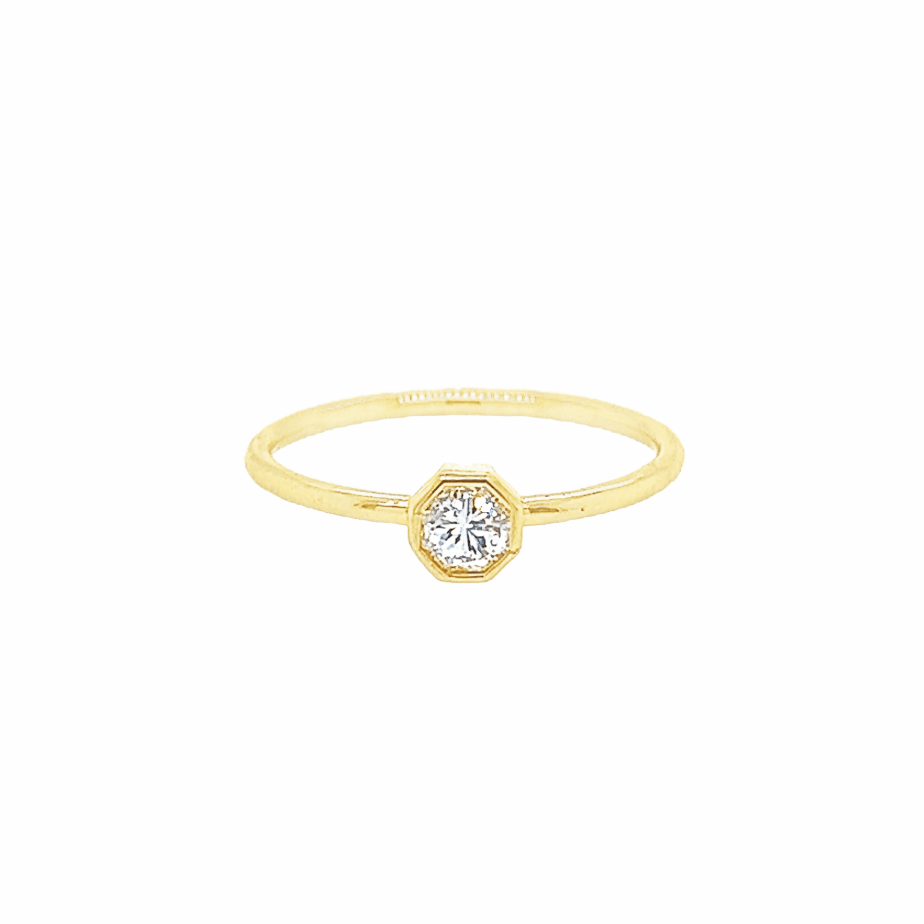 18K Gold Petite Hexagon Cut Diamond Bezel Ring - Rings - Izakov Diamonds + Fine Jewelry