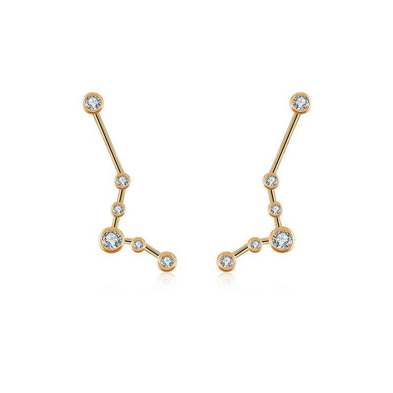18K Gold Pisces Constellation Diamond Earrings Rose Gold Izakov Diamonds + Fine Jewelry