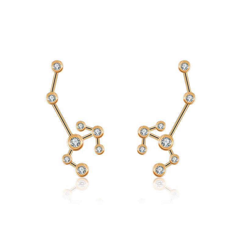 18K Gold Sagittarius Constellation Diamond Earrings Rose Gold Izakov Diamonds + Fine Jewelry
