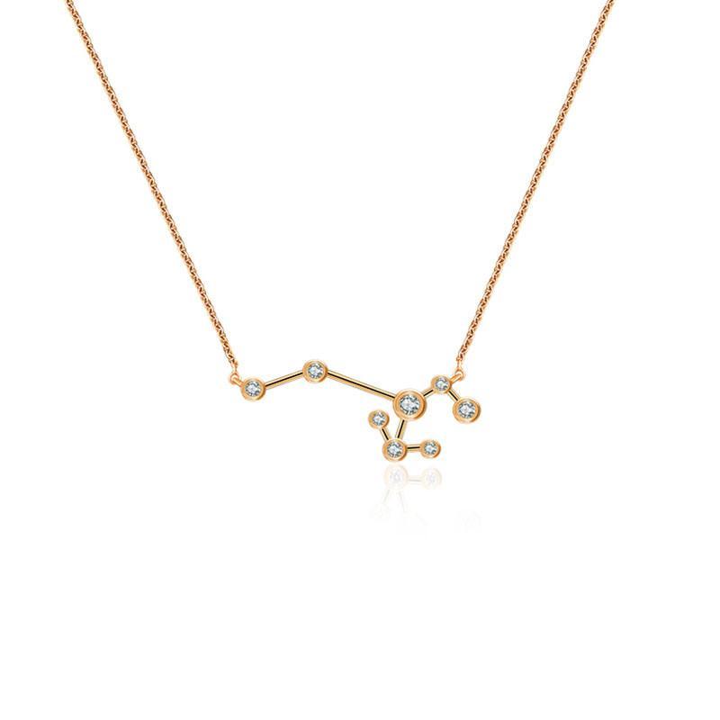 18K Gold Sagittarius Constellation Diamond Necklace Rose Gold Izakov Diamonds + Fine Jewelry