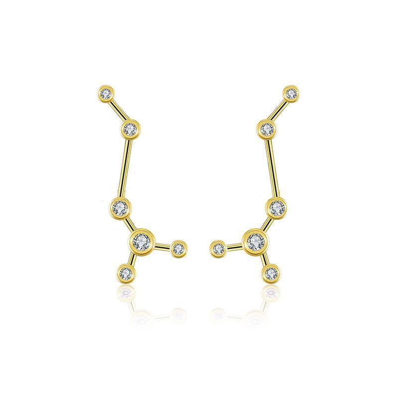 18K Gold Scorpio Constellation Diamond Earrings Yellow Gold Izakov Diamonds + Fine Jewelry