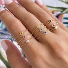 18K Gold September Birthstone Sapphire Chain Ring Izakov Diamonds + Fine Jewelry