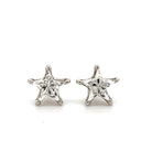 18K Gold Solid Star Shaped Diamond Earrings Pair / White Gold Izakov Diamonds + Fine Jewelry