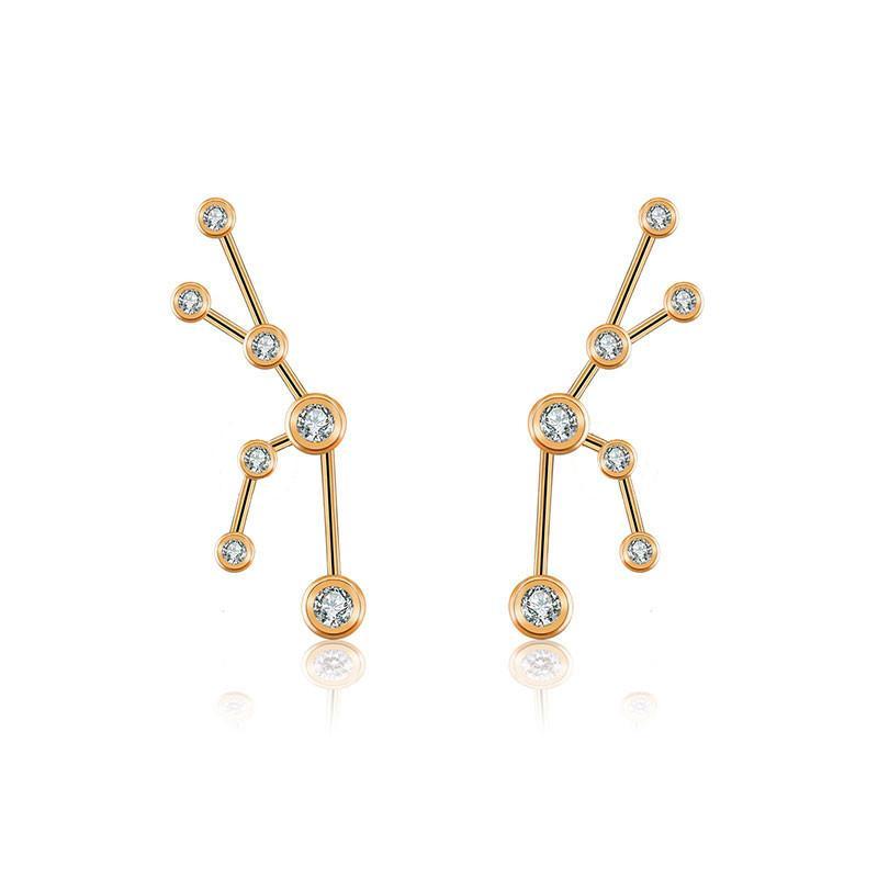 18K Gold Taurus Constellation Diamond Earrings Rose Gold Izakov Diamonds + Fine Jewelry