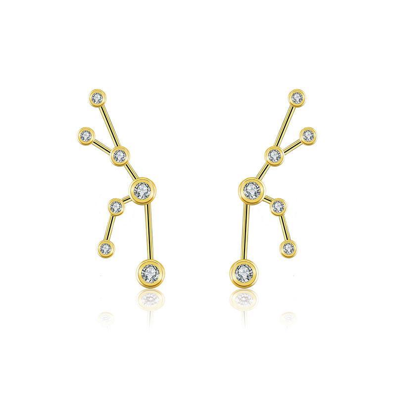 18K Gold Taurus Constellation Diamond Earrings Yellow Gold Izakov Diamonds + Fine Jewelry
