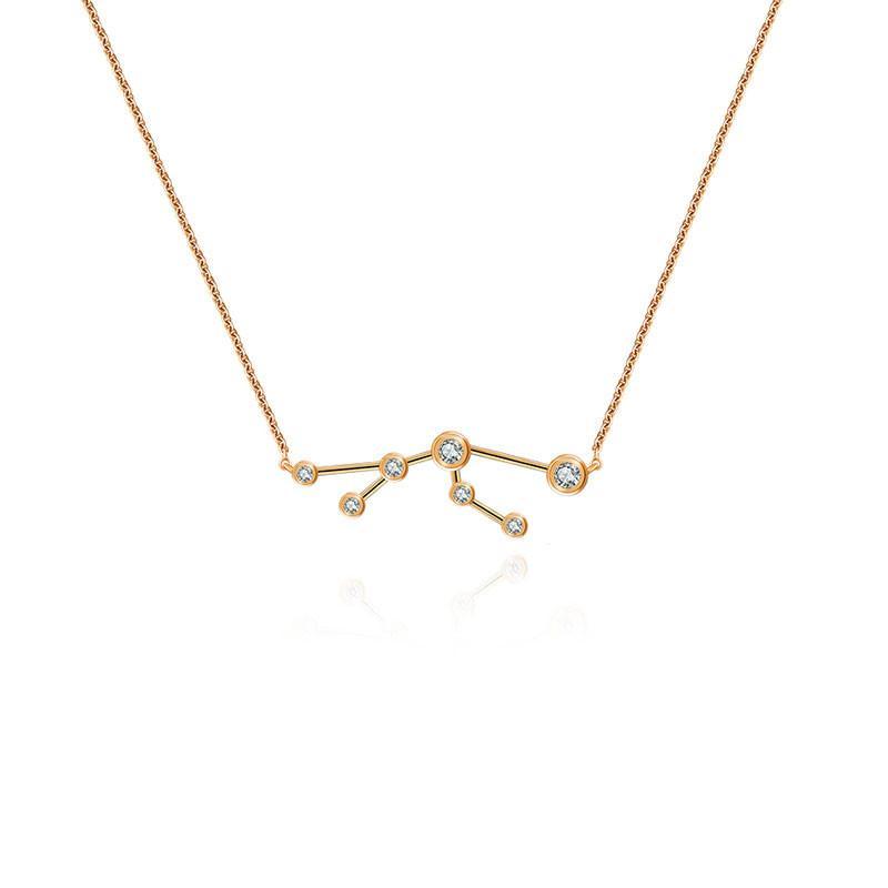 18K Gold Taurus Constellation Diamond Necklace Rose Gold Izakov Diamonds + Fine Jewelry
