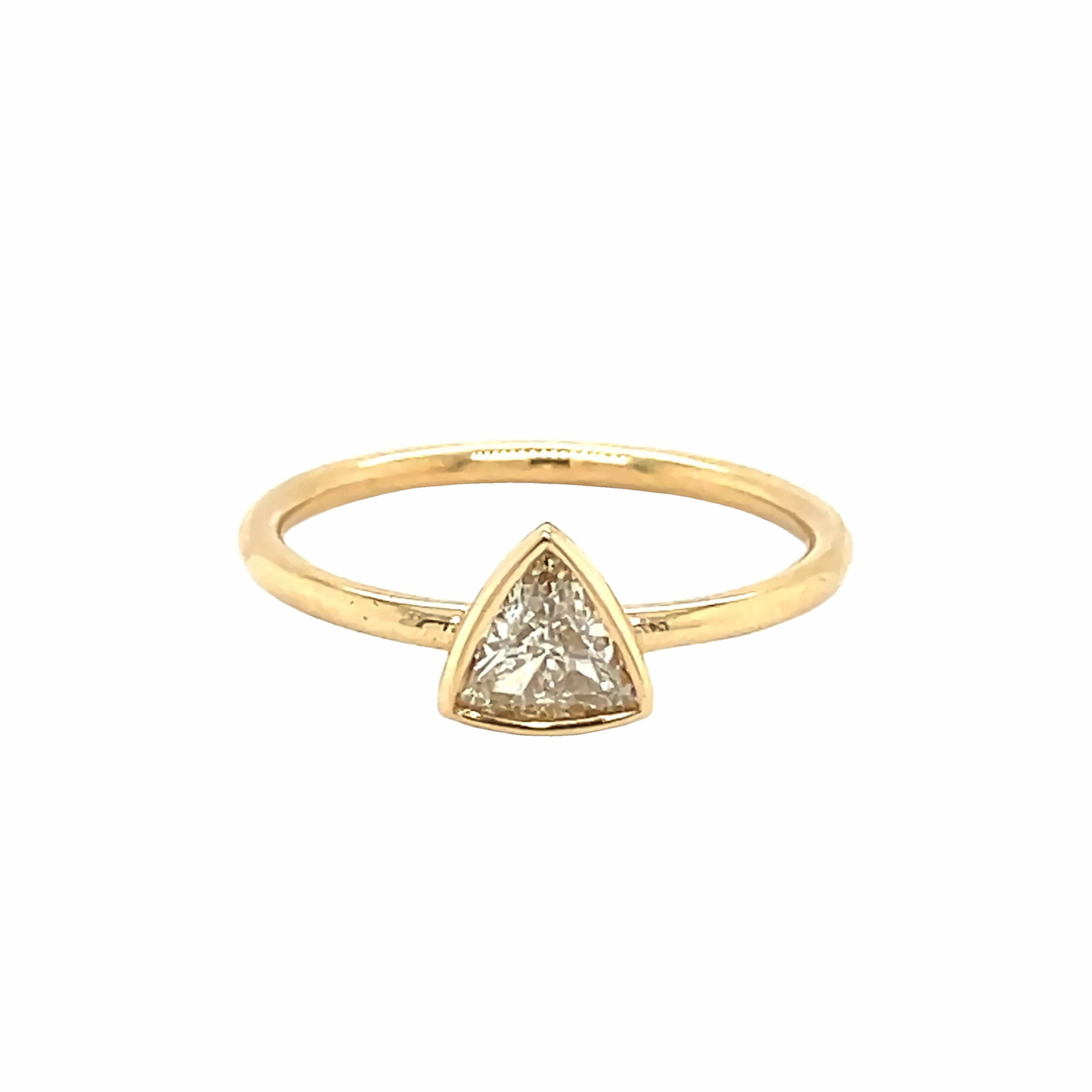 18K Gold Trillion Diamond Bezel Ring Yellow Gold Izakov Diamonds + Fine Jewelry