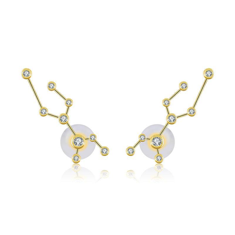 18K Gold Virgo Constellation Diamond Earrings - Earrings - Izakov Diamonds + Fine Jewelry